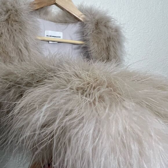 CLUB MONACO VIOLET MARABOU FEATHER VEST CREAM BLUSH SIZE S - Picture 5 of 11